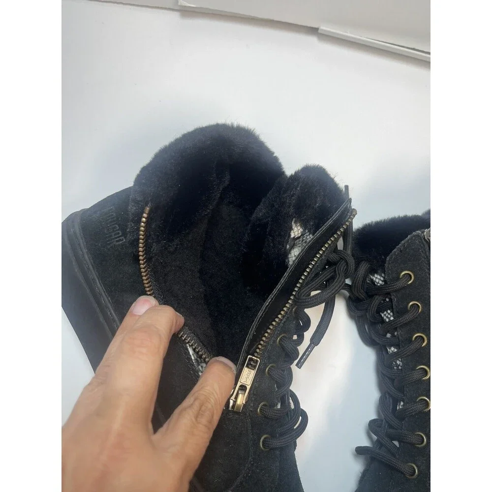 Cougar Dubliner Ankle High Suede Sneaker Boot In Black Snakeskin Sz 6 New